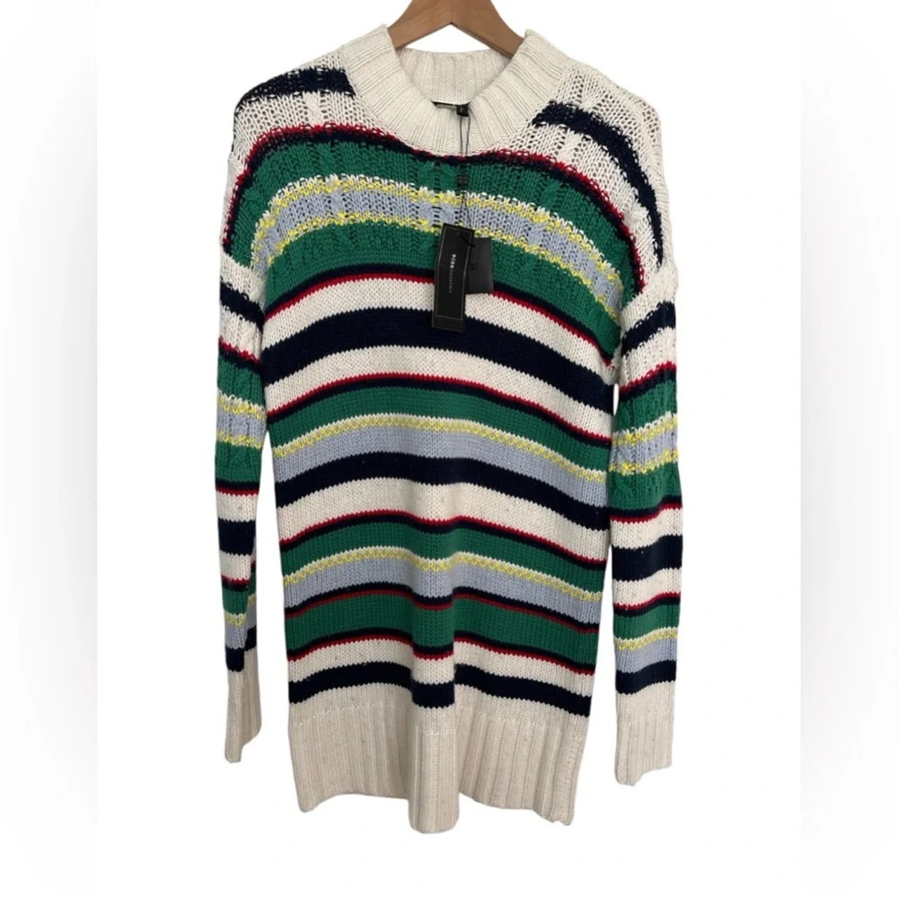 BCBGMaxazria oversized knitted colorblock holiday dress size XS